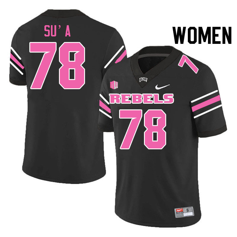 Women #78 Mathyus Su'a UNLV Rebels College Football Jerseys Stitched-Black